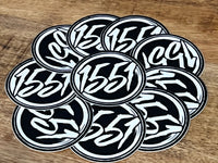 1551 Sticker White Letters Black Background