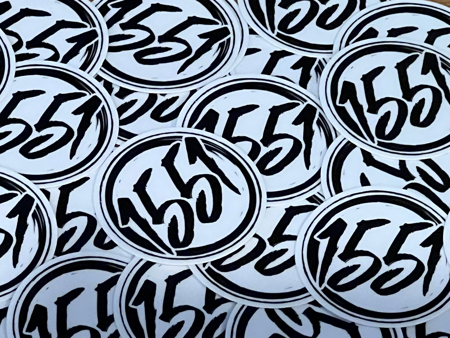 1551 Sticker Black Letters White Background